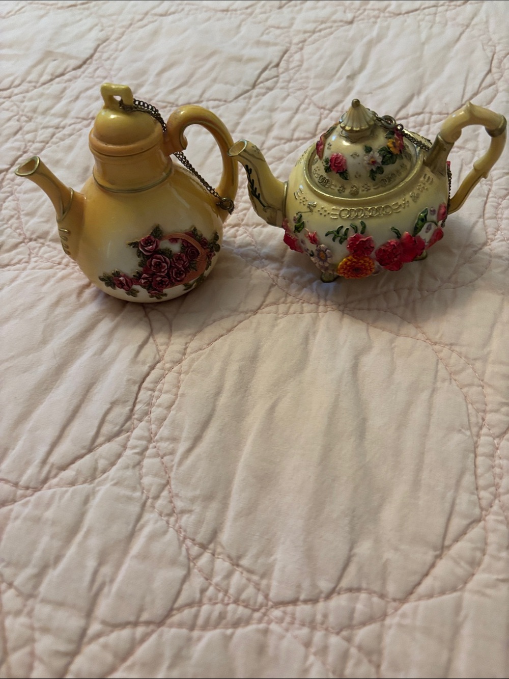 NINI TEAPOT Resin Trinket Boxes  Mini Hand Painted set of 2